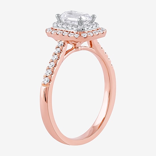 Certified (F / Si1) Womens 3/4 CT. T.W. Lab Grown White Diamond 10K Gold Side Stone Halo Engagement Ring