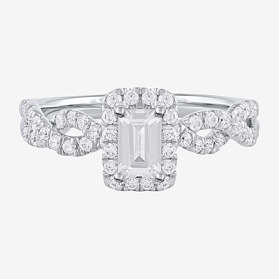 Certified (F / Si1) Womens 3/4 CT. T.W. Lab Grown White Diamond 10K Gold Side Stone Halo Engagement Ring