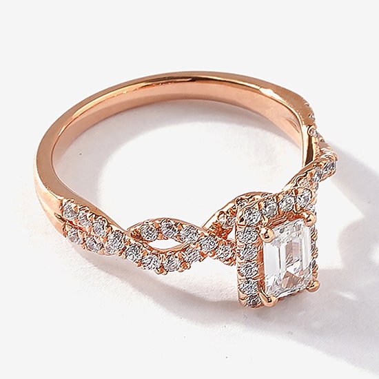 Certified (F / Si1) Womens 3/4 CT. T.W. Lab Grown White Diamond 10K Gold Side Stone Halo Engagement Ring