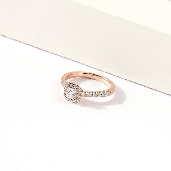 Certified (F / Si1) Womens 3/4 CT. T.W. Lab Grown White Diamond 10K Gold Cushion Side Stone Halo Engagement Ring