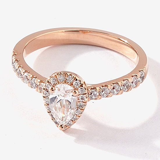 Certified (F / Si1) Womens 3/4 CT. T.W. Lab Grown White Diamond 10K Gold Pear Side Stone Halo Engagement Ring