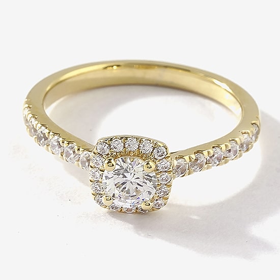 Certified (F / Si1) Womens 3/4 CT. T.W. Lab Grown White Diamond 10K Gold Cushion Side Stone Halo Engagement Ring