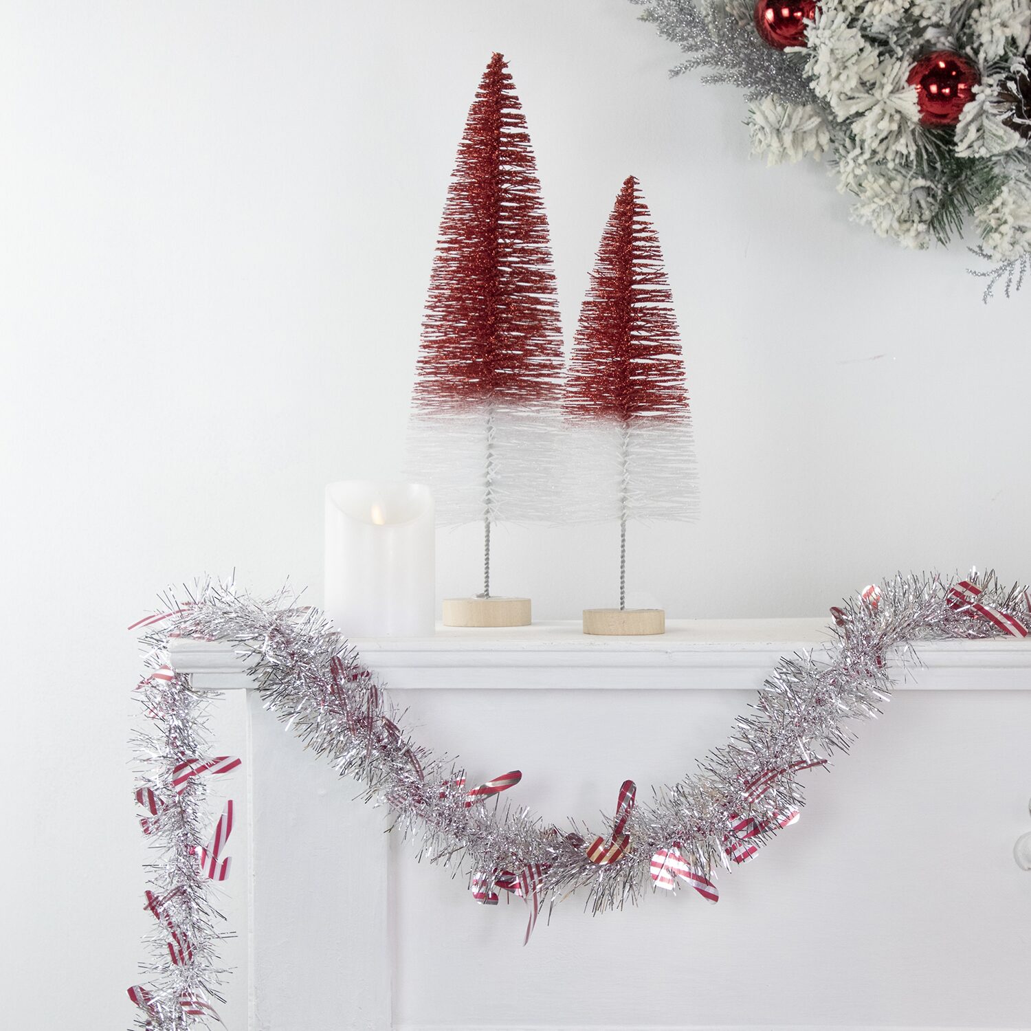 50' x 3'' Silver Christmas Candy Cane Wrapped Tinsel Garland - Unlit