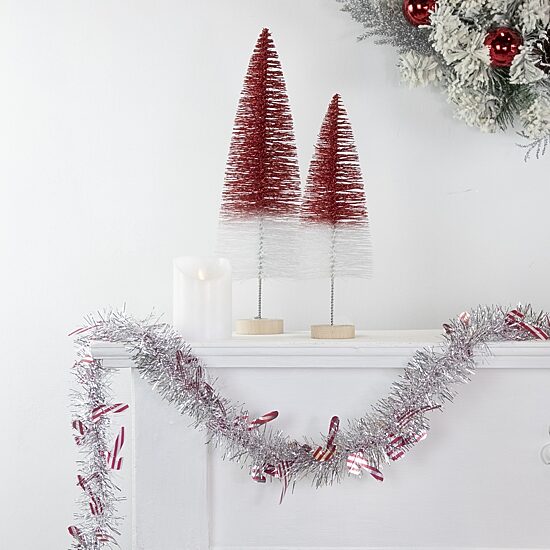 50' x 3'' Silver Christmas Candy Cane Wrapped Tinsel Garland - Unlit