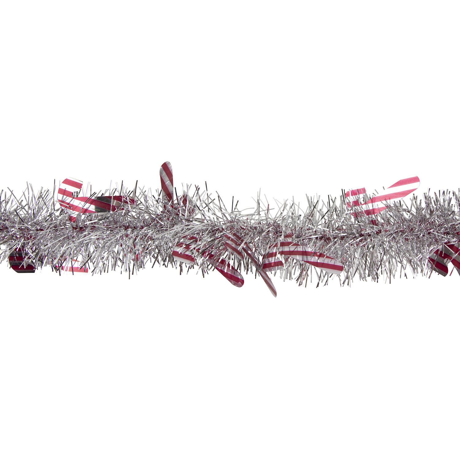 50' x 3'' Silver Christmas Candy Cane Wrapped Tinsel Garland - Unlit