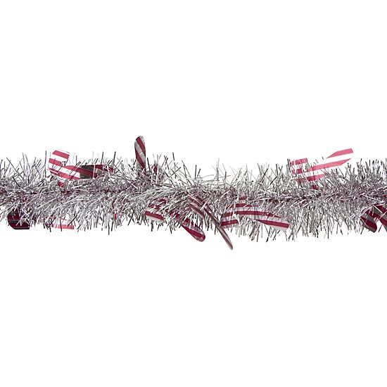 50' x 3'' Silver Christmas Candy Cane Wrapped Tinsel Garland - Unlit