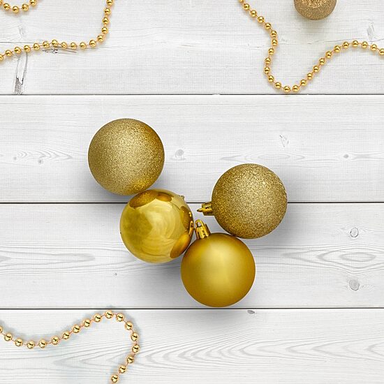 12ct Gold Shatterproof 4-Finish Christmas Ball Ornaments 4'' (100mm)