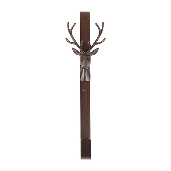 15.25'' Brown Rustic Deer Over the Door Christmas Wreath Hanger
