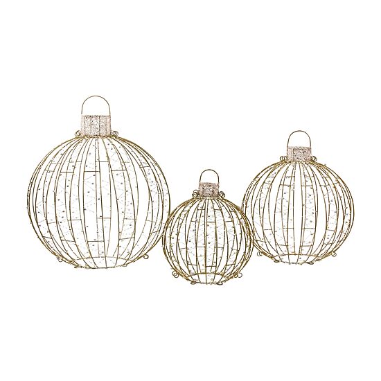 Set of 3 LED Lighted Ornaments Christmas Yard Decoration