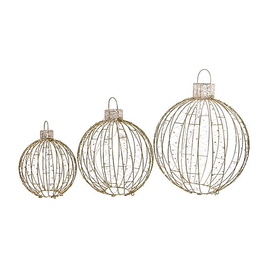 Set of 3 LED Lighted Ornaments Christmas Yard Decoration