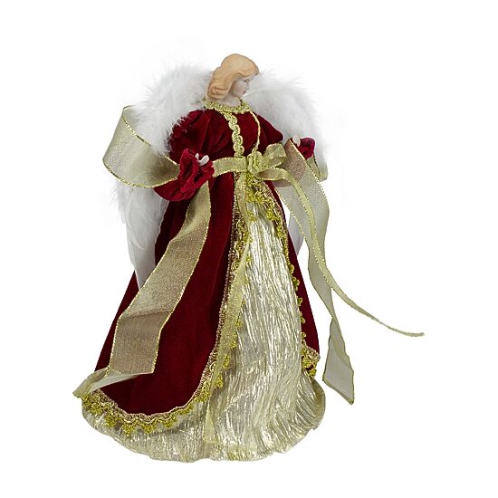 14'' Red and Gold Traditional Angel Christmas Tree Topper - Unlit