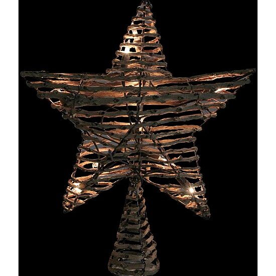 11.5'' Lighted Rattan Star Christmas Tree Topper - Clear Lights