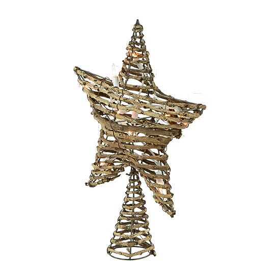 11.5'' Lighted Rattan Star Christmas Tree Topper - Clear Lights