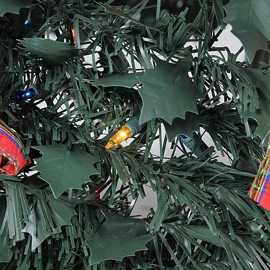 6' Pre-Lit Red Plaid Pre-Decorated Pop-Up Artificial Christmas Tree  Multicolor Lights