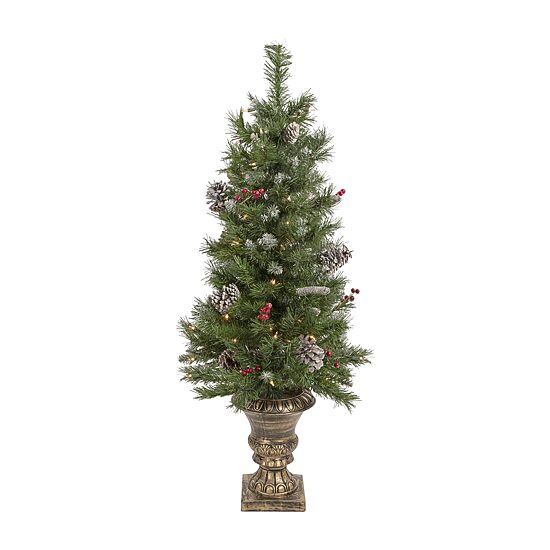 5-Piece Pre-Lit Frosted Verona Berry Pine Artificial Christmas Entryway Set