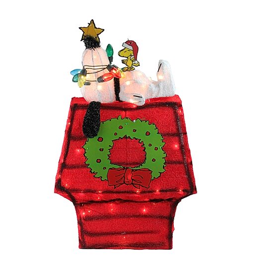 18'' Lighted Snoopy on Dog House Outdoor Christmas Yard Decoration