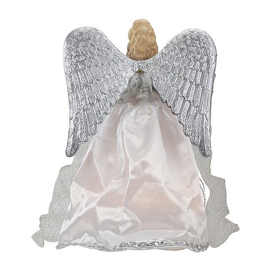 12'' Lighted Silver Angel with Wings Christmas Tree Topper - Clear Lights