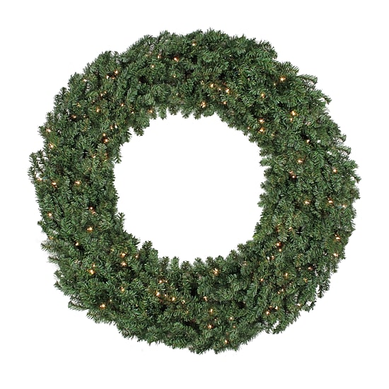 5' Pre-Lit Commercial Canadian Pine Artificial Christmas Wreath  Clear Lights