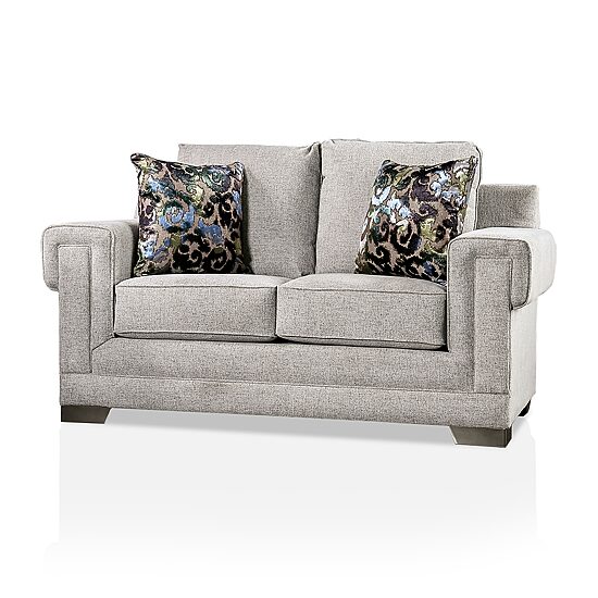 Furniture of America™ Living Room Collection Track-Arm Upholstered Loveseat