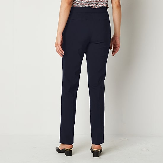 Liz Claiborne Womens Straight Mid Rise Pull-On Pant