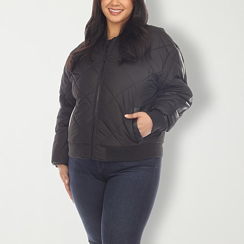White Mark Womens Lightweight Plus Jacket, 2x, Black