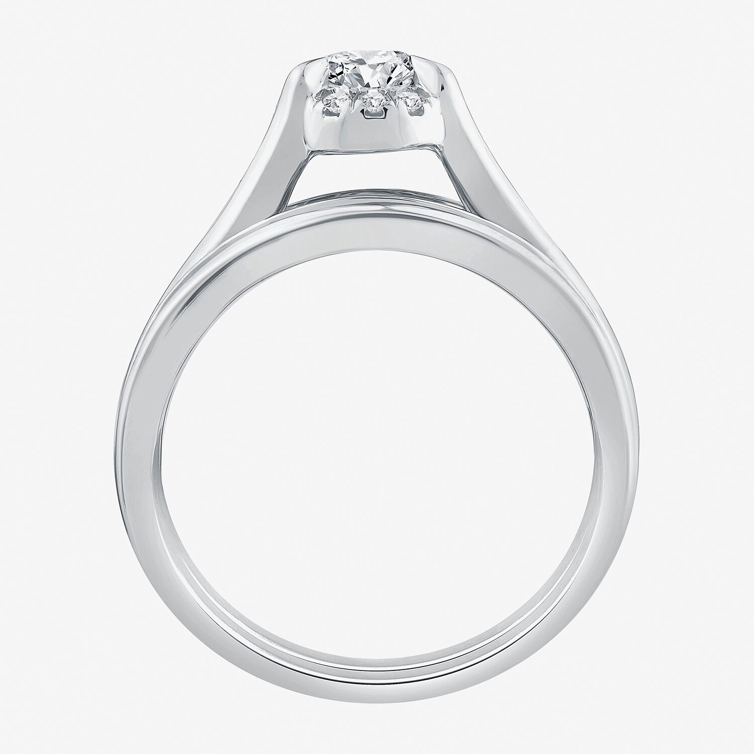 (G / Si1-Si2) Womens 1 1/2 CT. T.W. Lab Grown White Diamond 10K Gold Oval Side Stone Halo Bridal Set