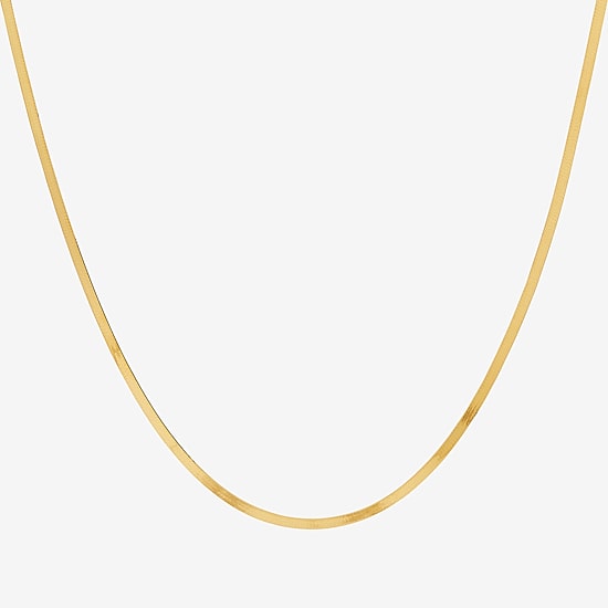 Made in Italy 14K Gold 16 - 18 Inch Solid Herringbone Chain Necklace