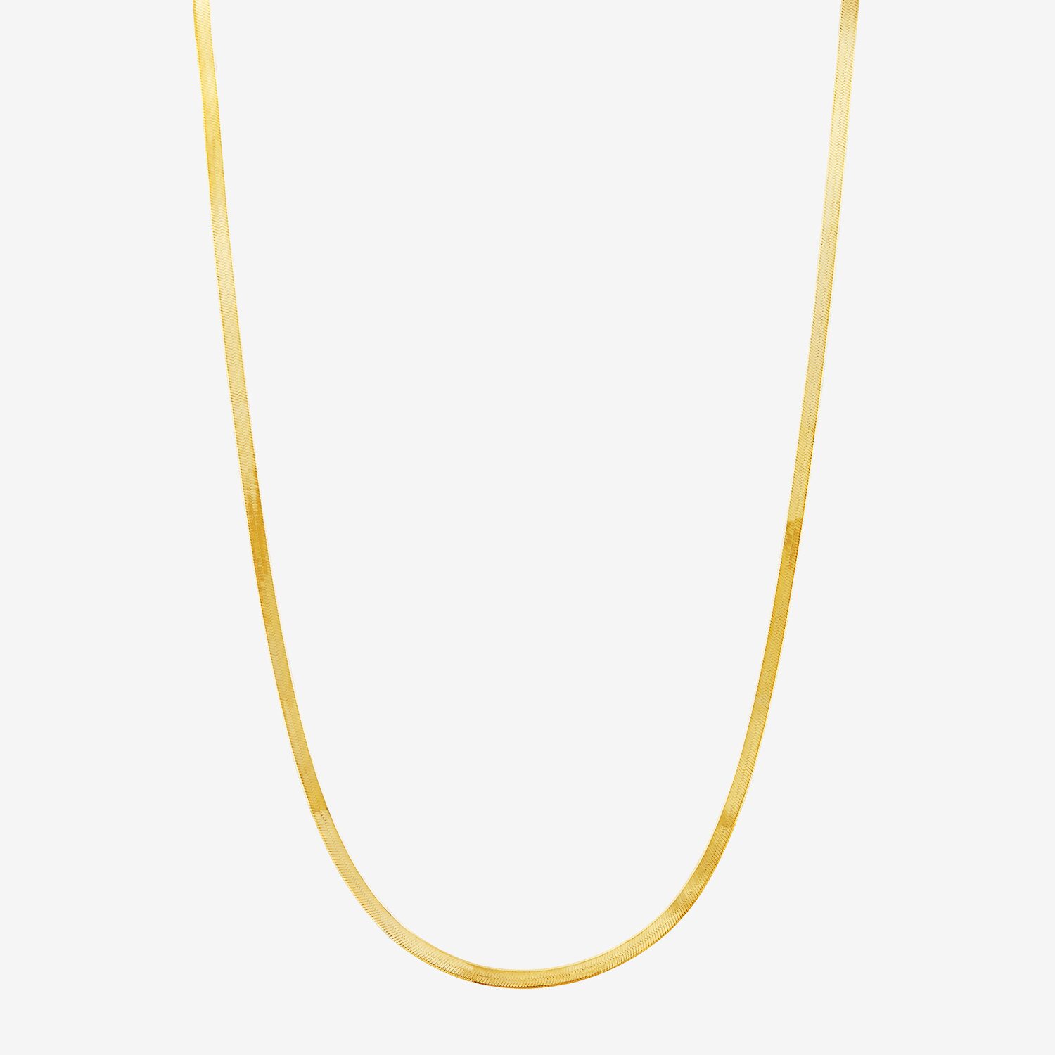 Made in Italy 14K Gold 16 - 18 Inch Solid Herringbone Chain Necklace
