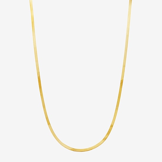 Made in Italy 14K Gold 16 - 18 Inch Solid Herringbone Chain Necklace