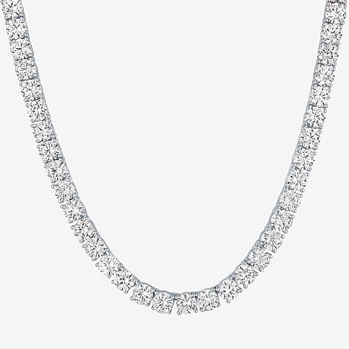 Womens Lab Created White Sapphire Sterling Silver 18 Inch Tennis Necklace, One Size