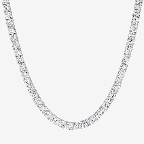 Womens Lab Created White Sapphire Sterling Silver 18 Inch Tennis Necklace, One Size