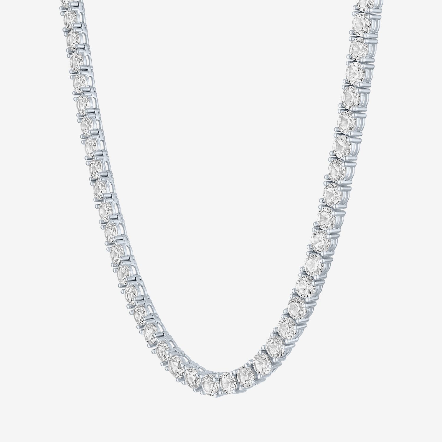 Womens Sapphire Sterling Silver 18 Inch Tennis Necklace