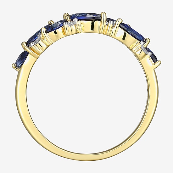 2MM Gemstone 18K Gold Over Silver Band