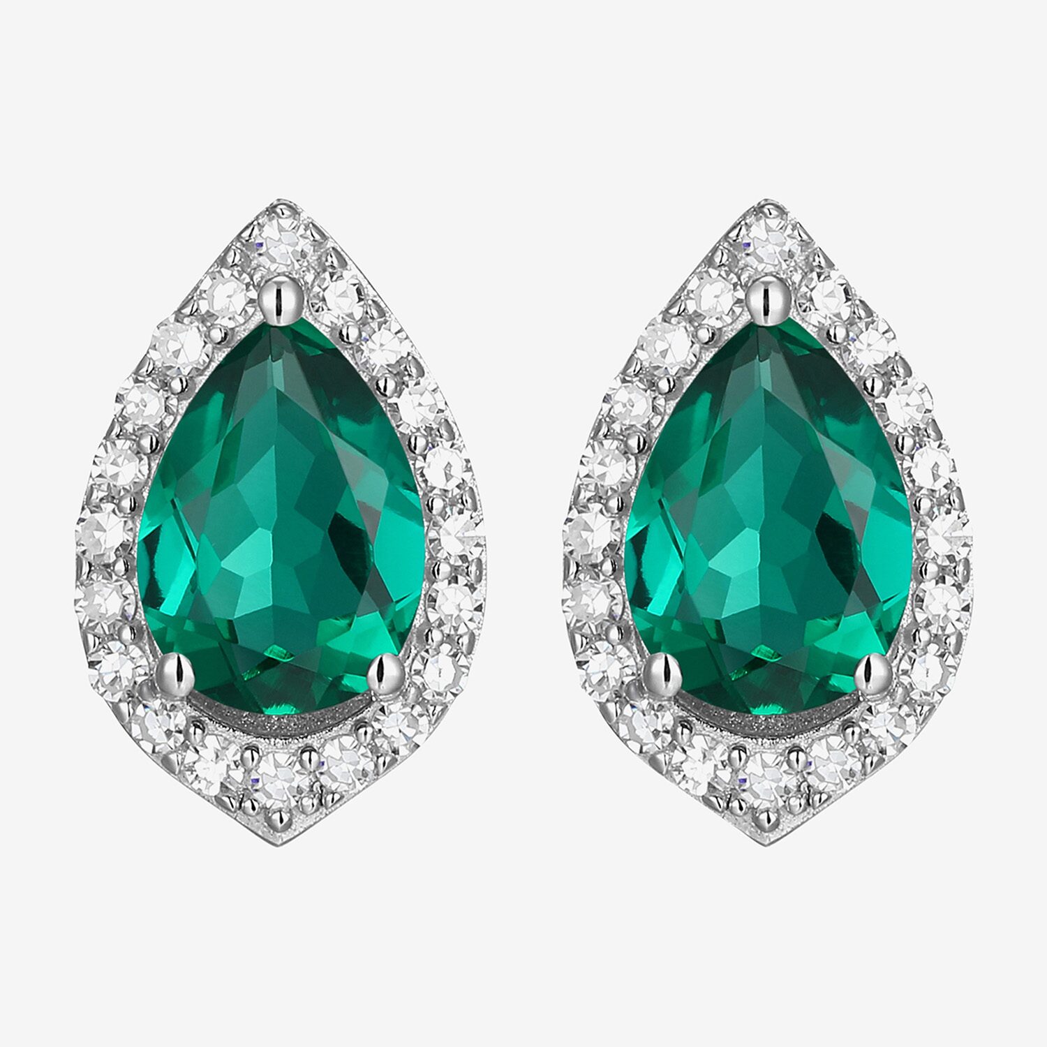 Gemstone Sterling Silver 11.2mm Pear Stud Earrings