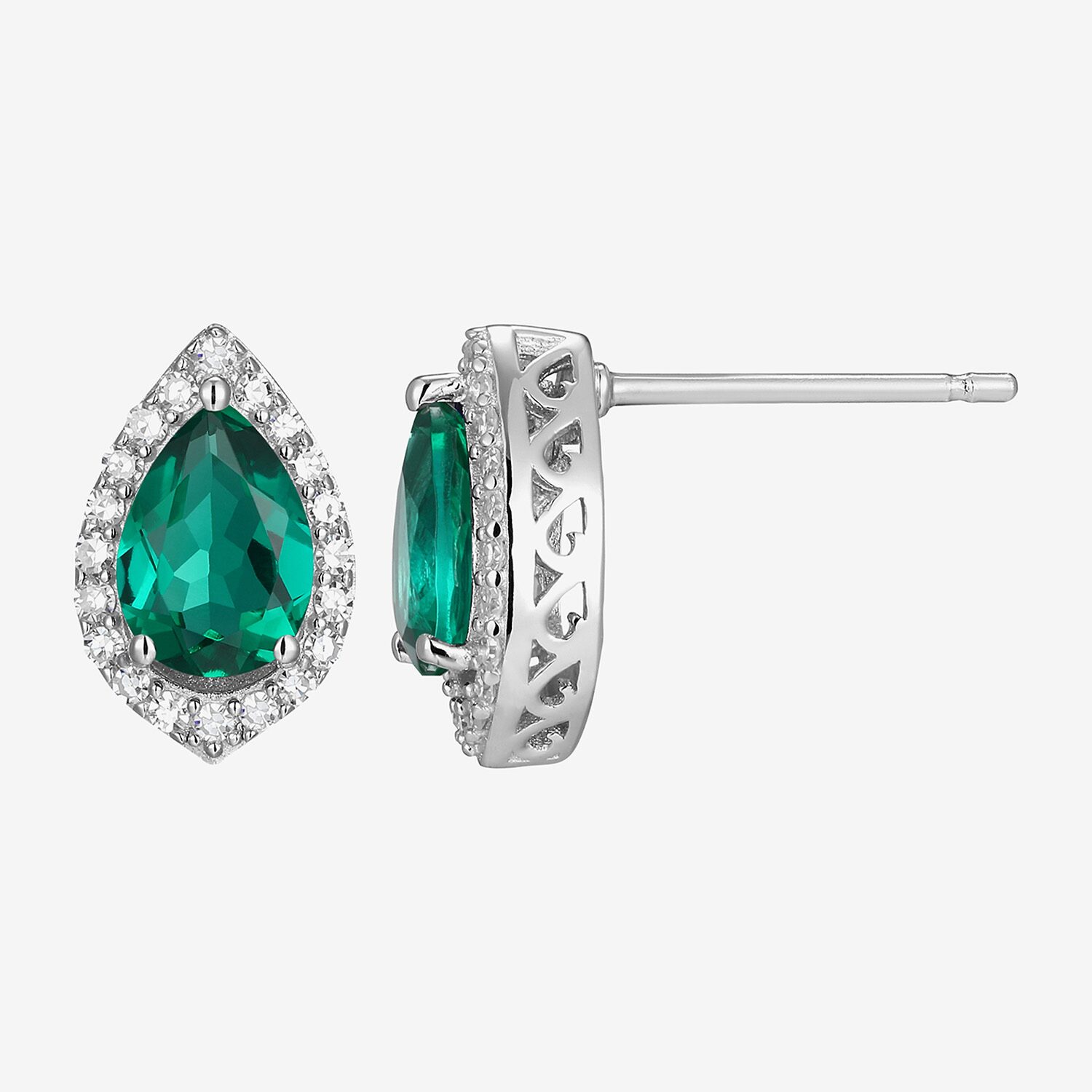 Gemstone Sterling Silver 11.2mm Pear Stud Earrings