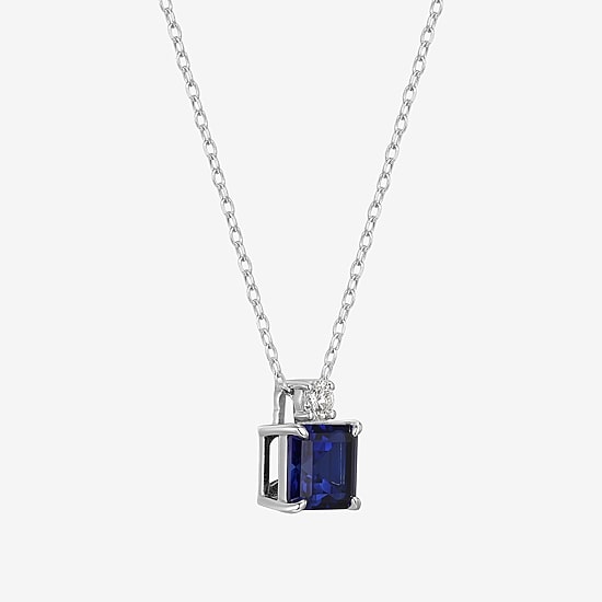 Womens Gemstone Sterling Silver Pendant Necklace