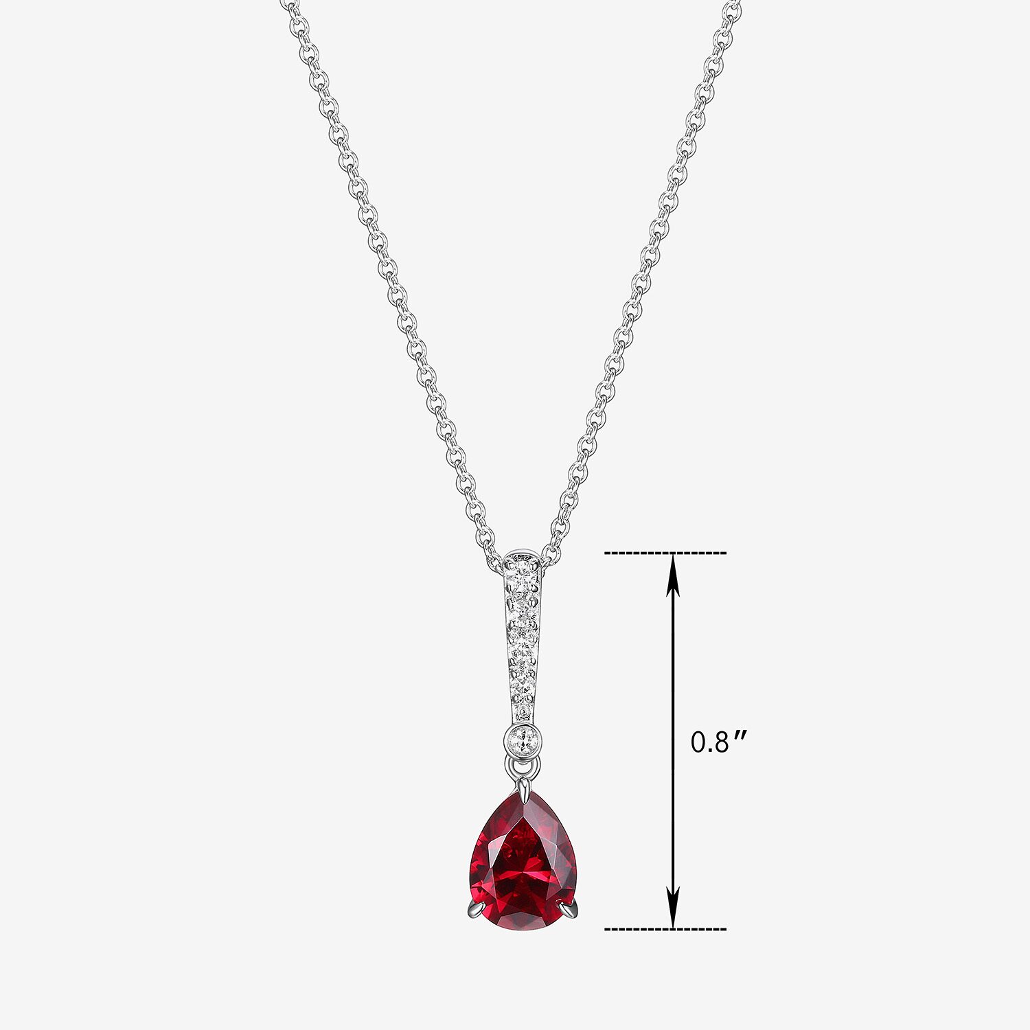 Womens Gemstone Sterling Silver Pear Pendant Necklace