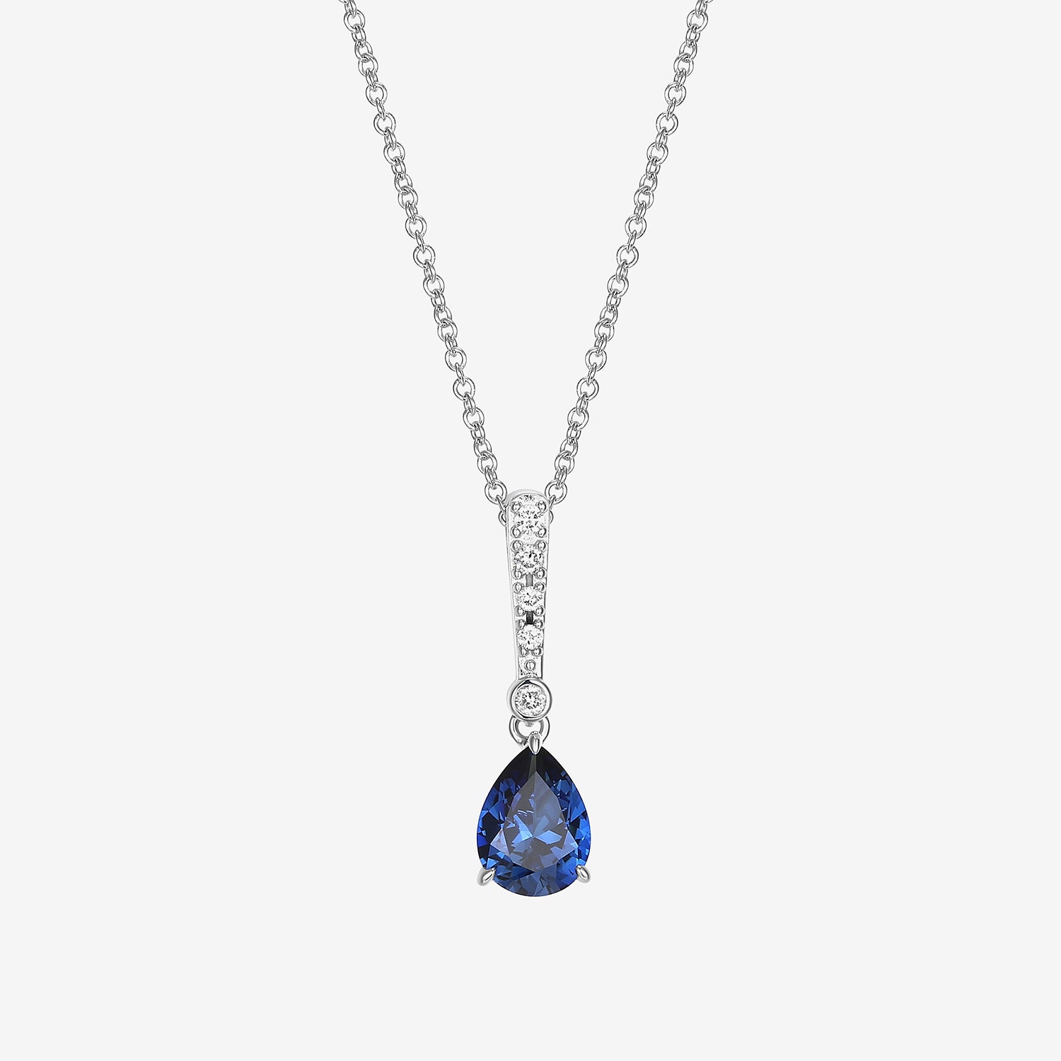 Womens Gemstone Sterling Silver Pear Pendant Necklace