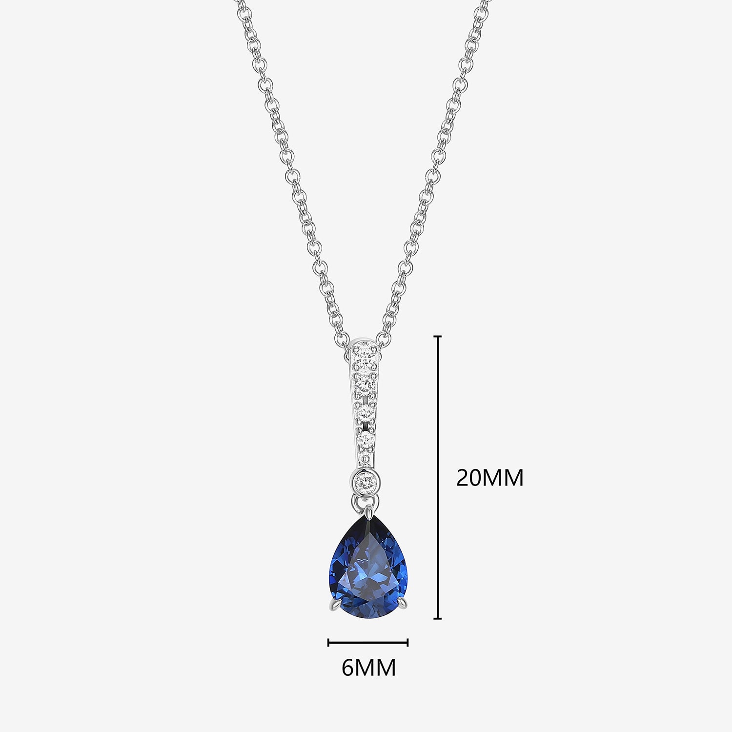 Womens Gemstone Sterling Silver Pear Pendant Necklace