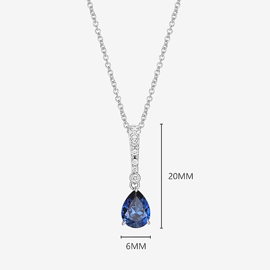 Womens Gemstone Sterling Silver Pear Pendant Necklace