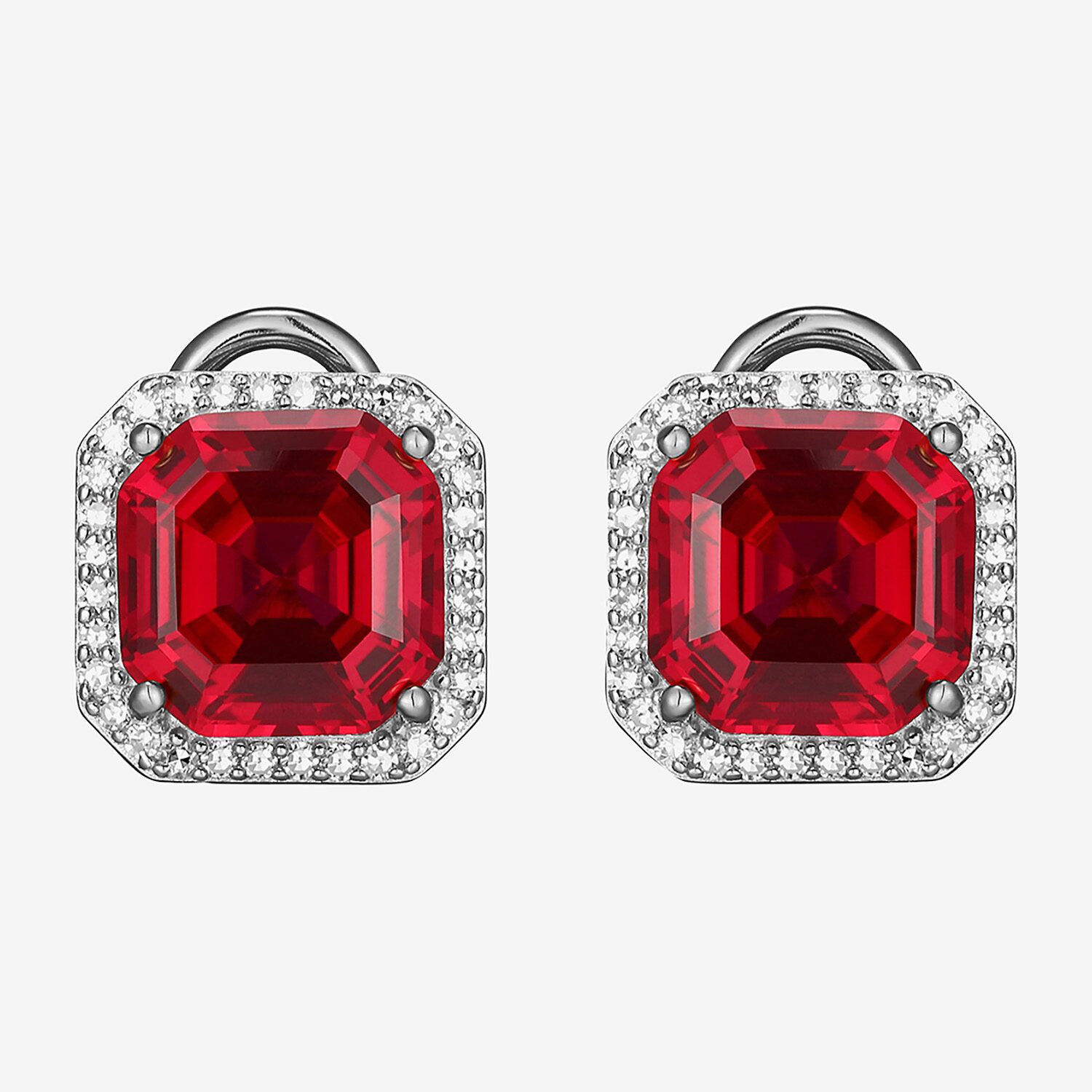 Gemstone Sterling Silver 11.4mm Cushion Stud Earrings