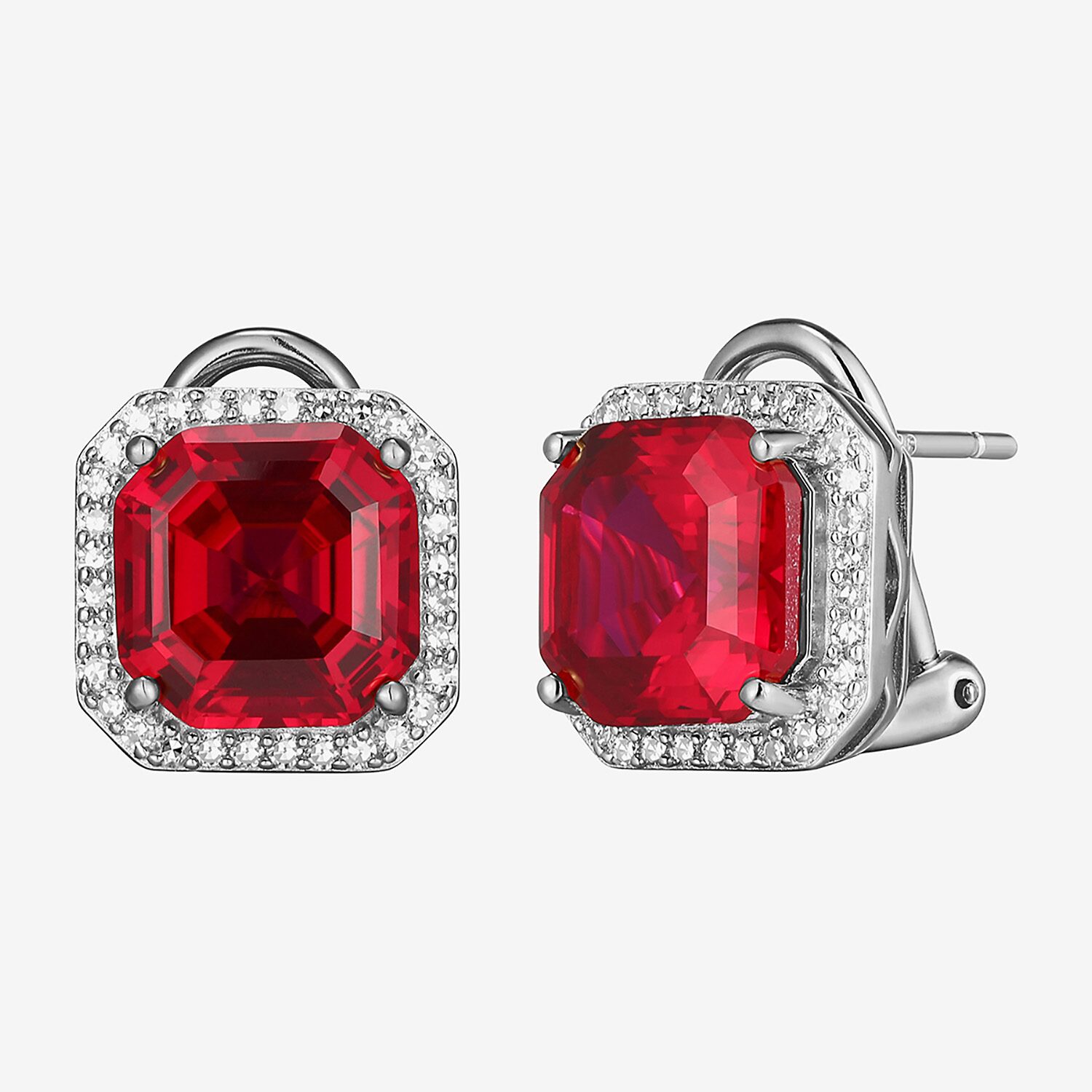Gemstone Sterling Silver 11.4mm Cushion Stud Earrings