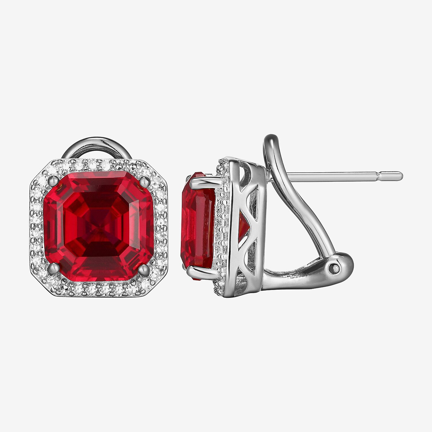 Gemstone Sterling Silver 11.4mm Cushion Stud Earrings