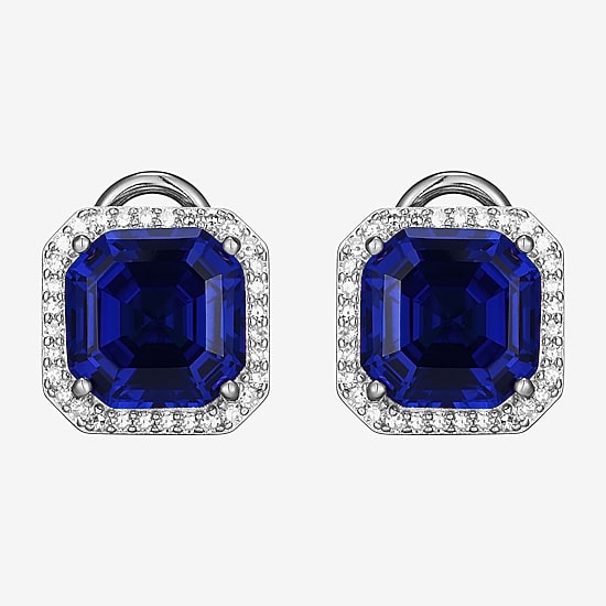 Gemstone Sterling Silver 11.4mm Cushion Stud Earrings
