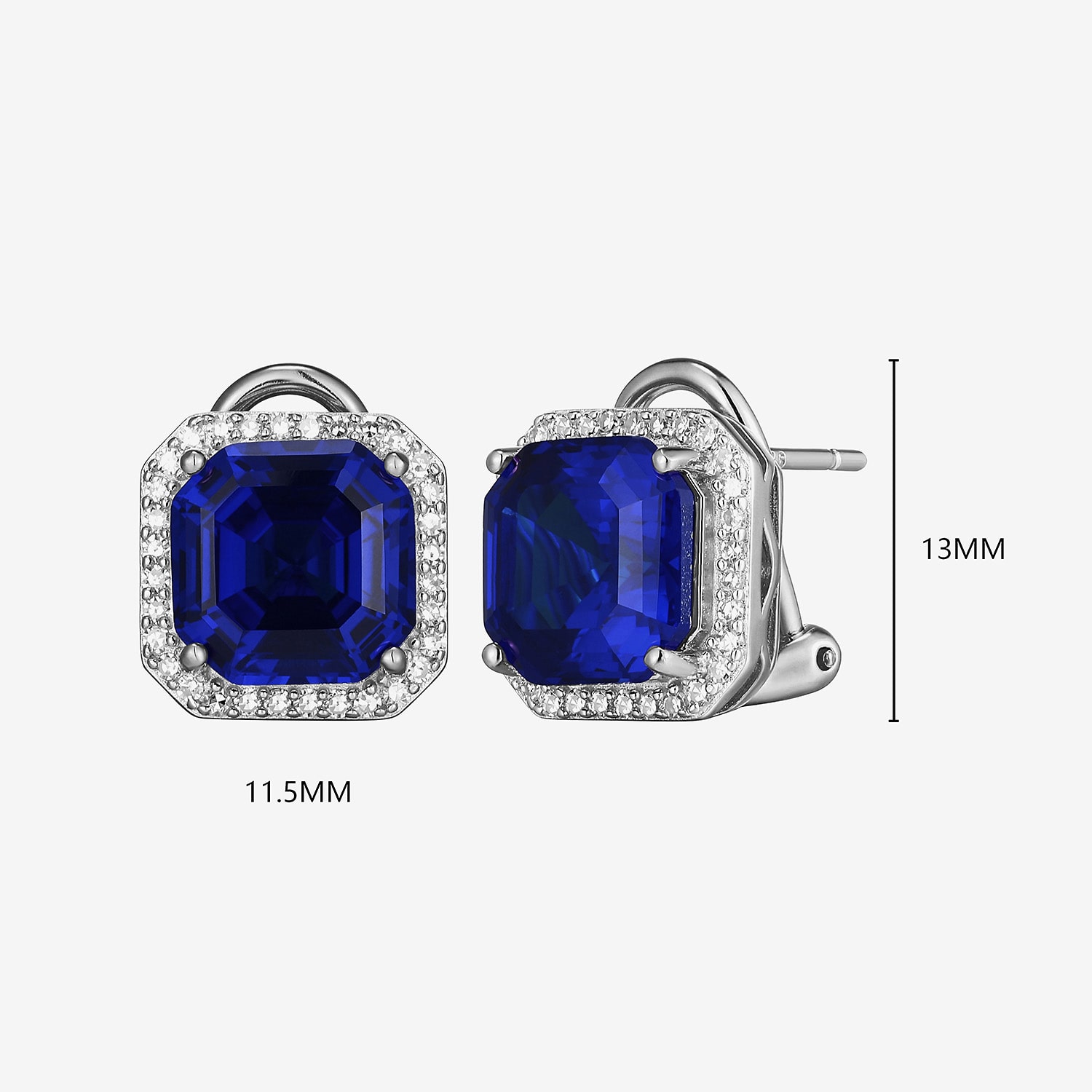 Gemstone Sterling Silver 11.4mm Cushion Stud Earrings
