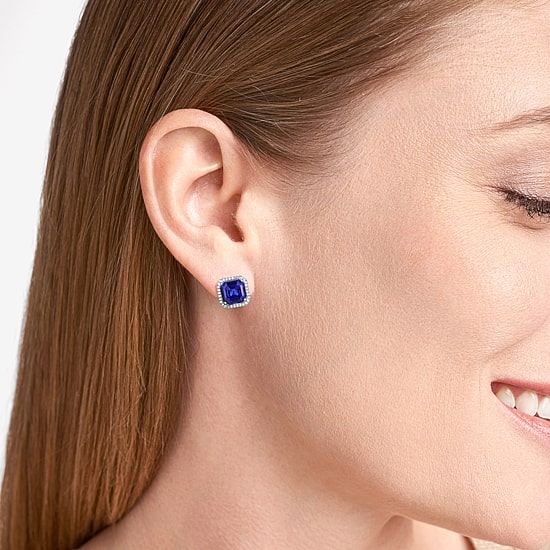 Gemstone Sterling Silver 11.4mm Cushion Stud Earrings