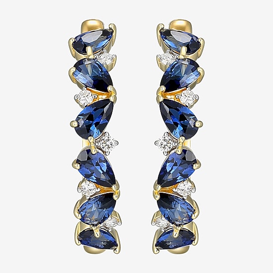 Gemstone 18K Gold Over Silver 25mm Hoop Earrings