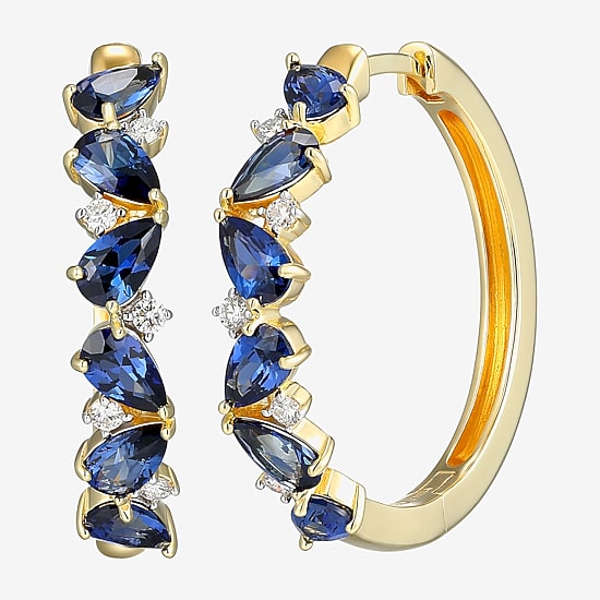 Gemstone 18K Gold Over Silver 25mm Hoop Earrings