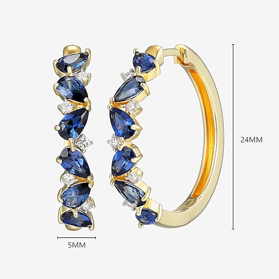 Gemstone 18K Gold Over Silver 25mm Hoop Earrings