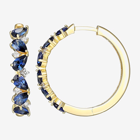 Gemstone 18K Gold Over Silver 25mm Hoop Earrings
